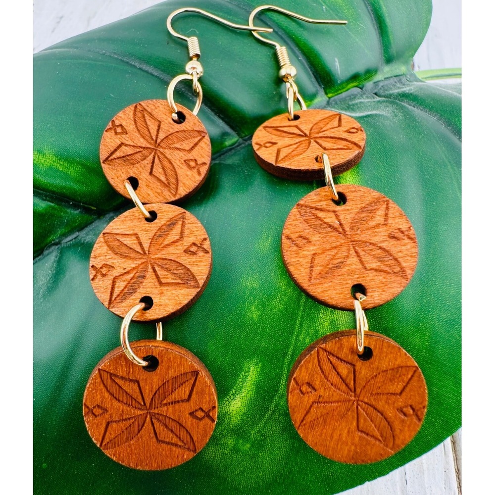 Triple Sand Dollar Earrings on‎ Gold Plated Ear Wires